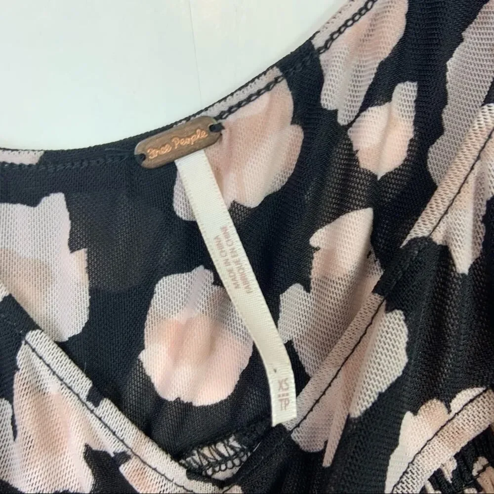 Free People Megs Animal Print Cropped Blouse XS